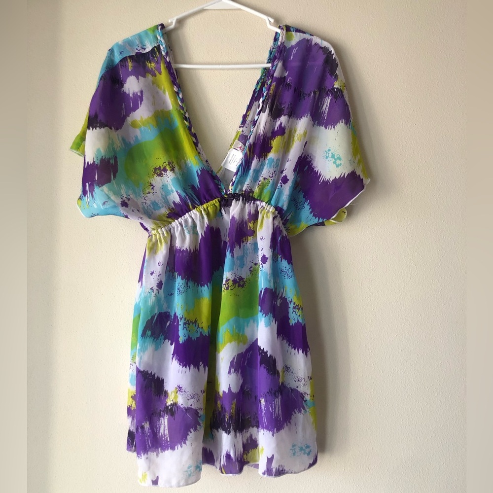 Bold Color Beach Cover Up ~ Braided Neckline
